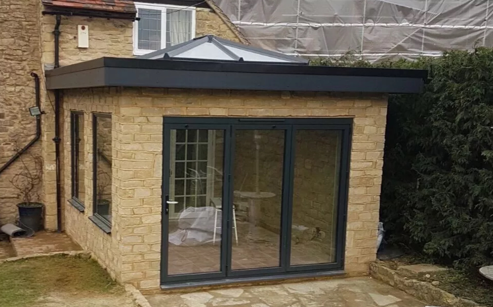 bifold door annexe, converted garage into room